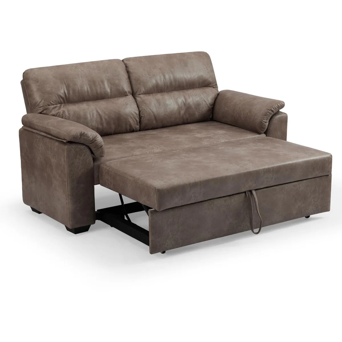 Harley 2 Seater Faux Leather Pull Out Sofa Bed - Brown Faux Leather – image 6