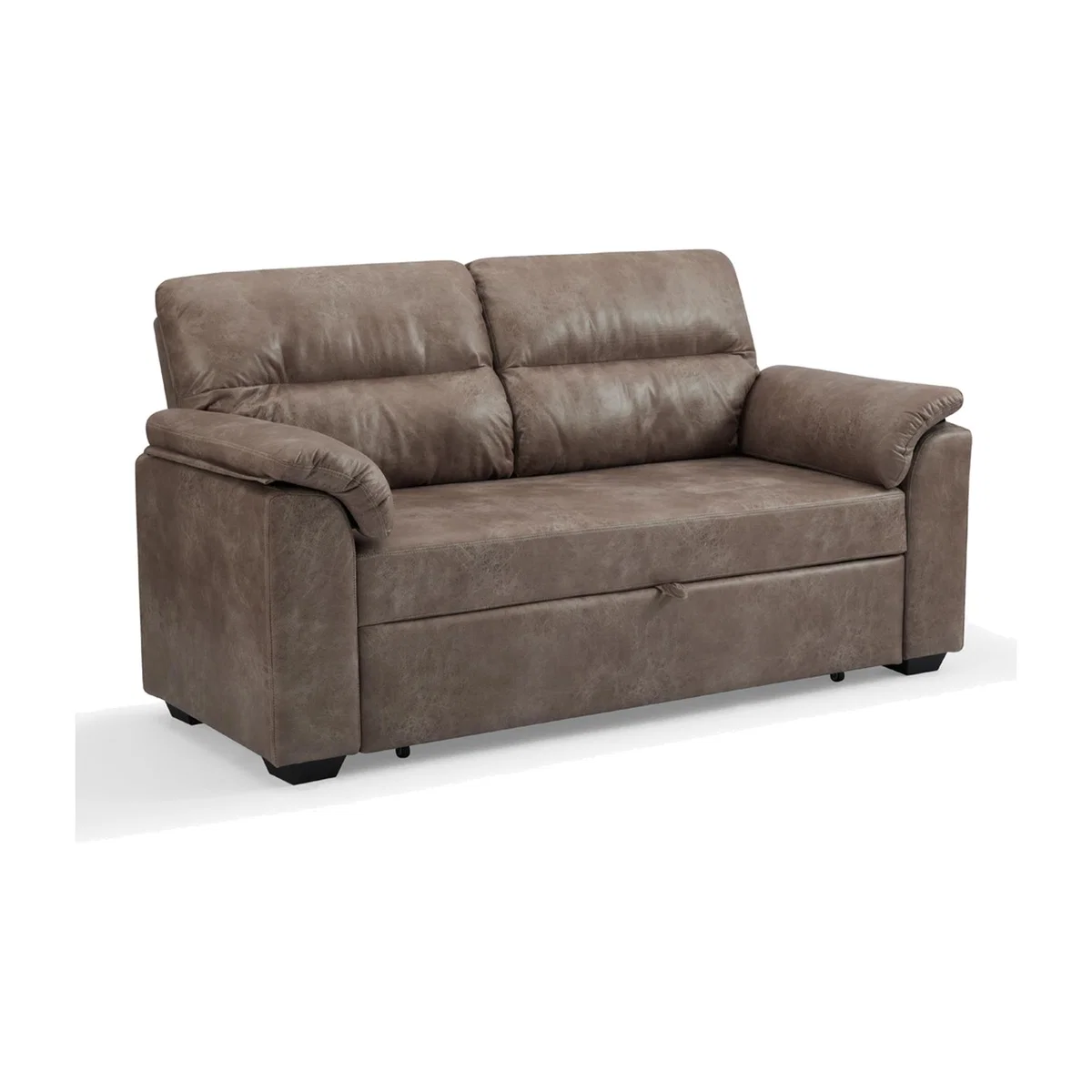 Harley 2 Seater Faux Leather Pull Out Sofa Bed - Brown Faux Leather – image 1