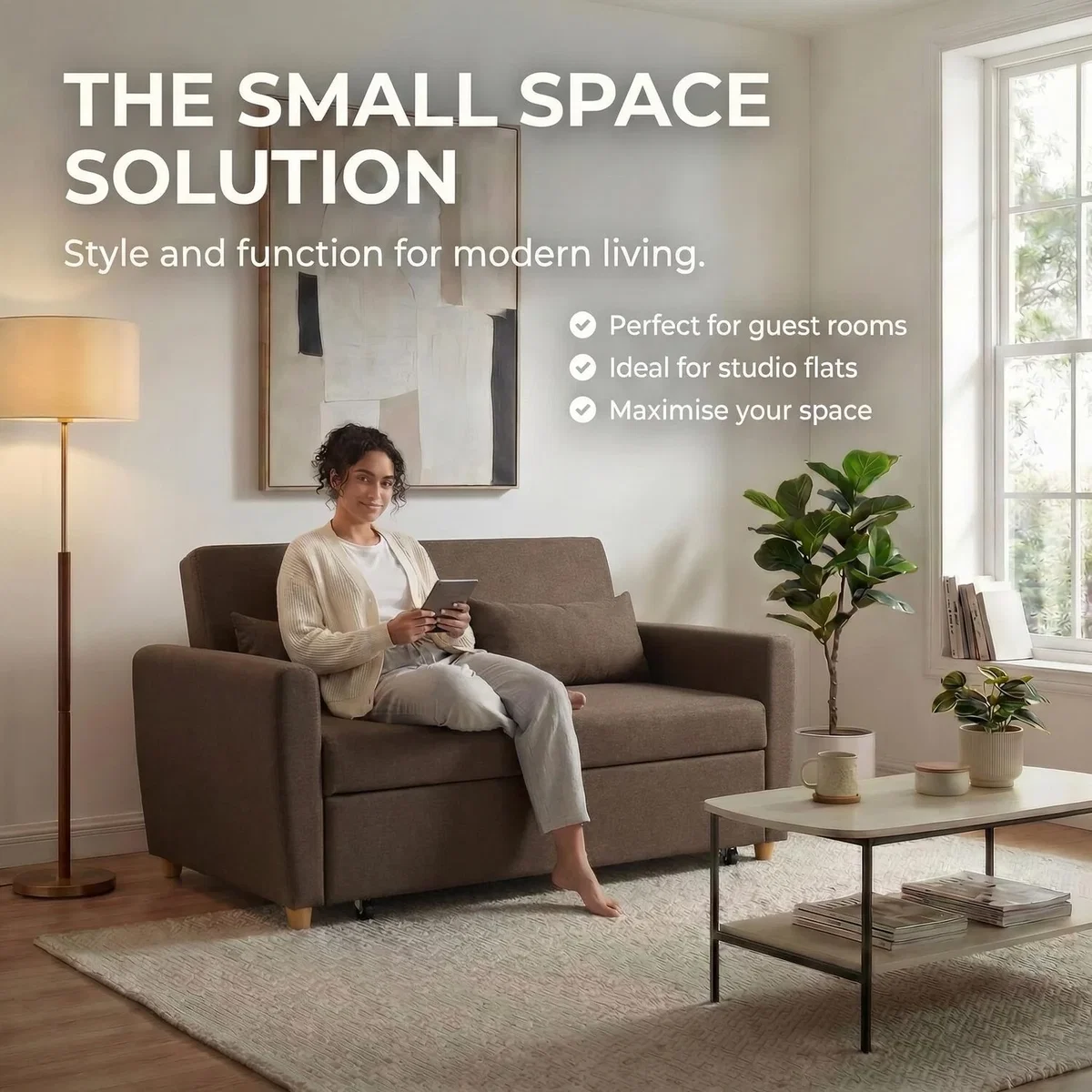 Dahlia Linen Sofa Bed - Brown – image 3