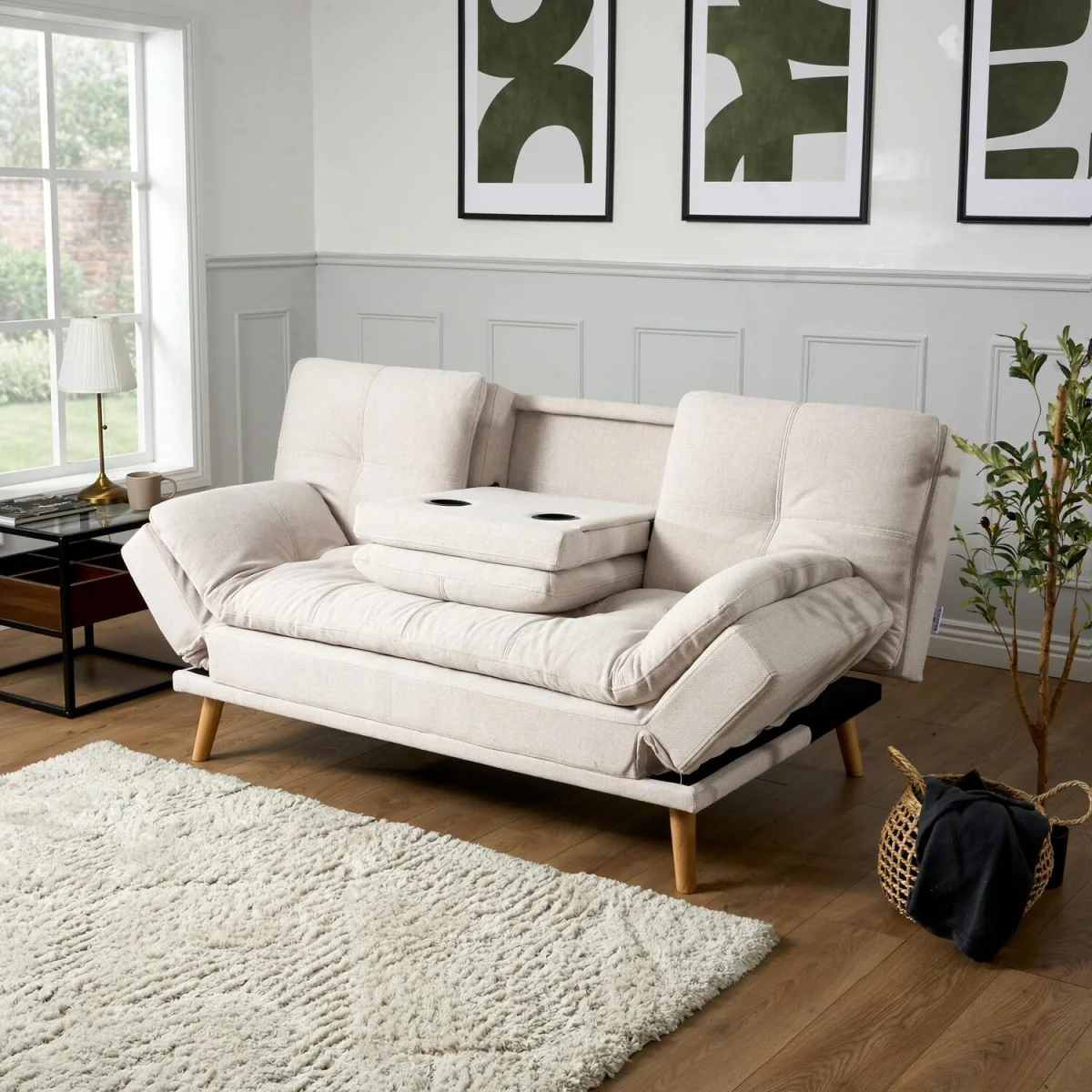 Soho Linen Sofa Bed - Beige – image 2
