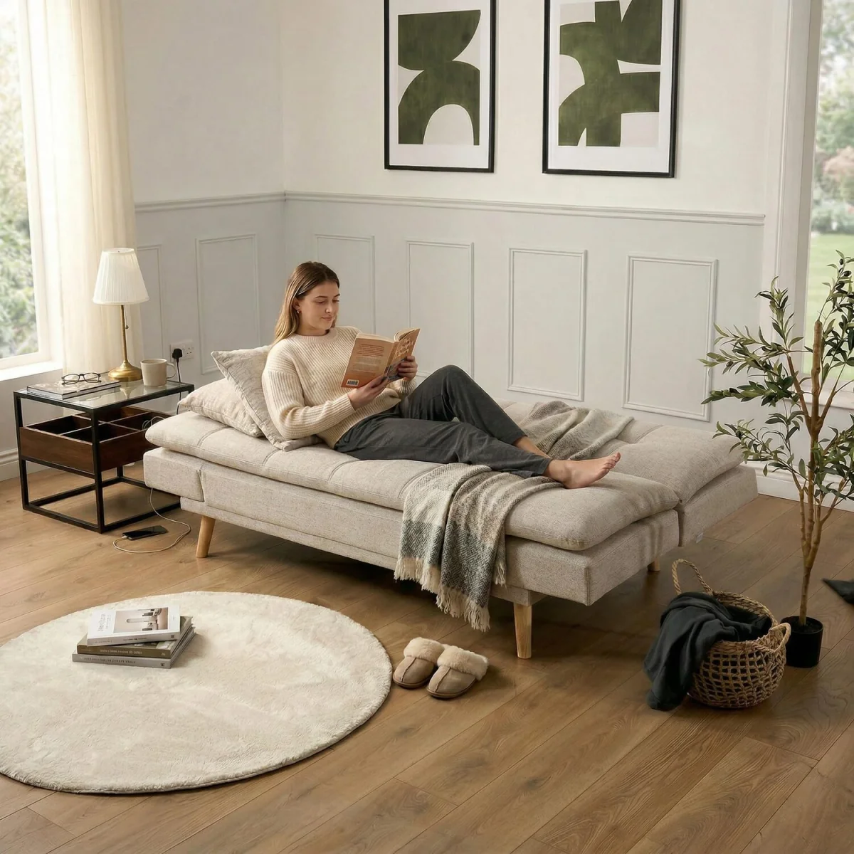 Soho Linen Sofa Bed - Beige – image 4