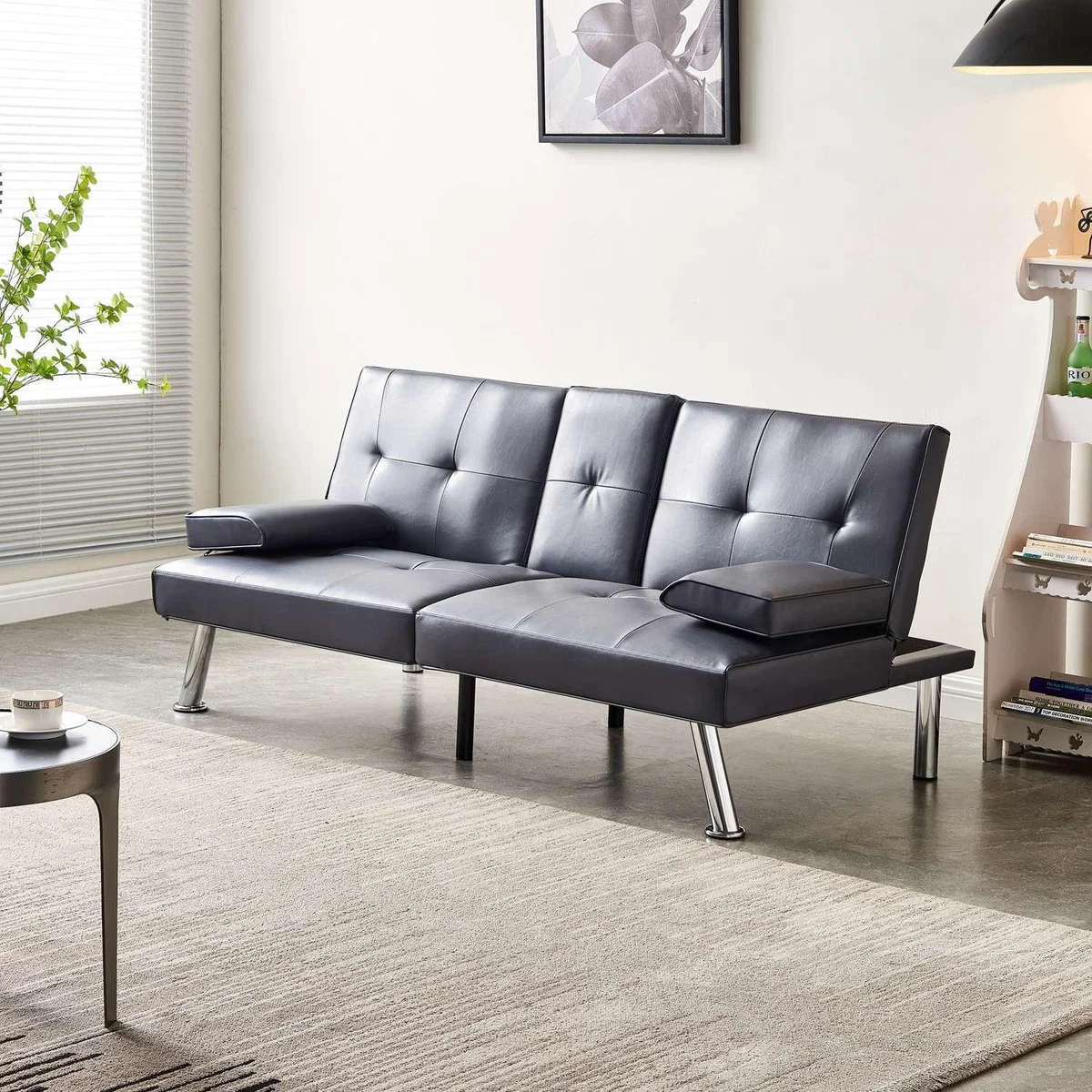WestWood Faux Leather Manhattan Sofa Bed - Grey – image 2