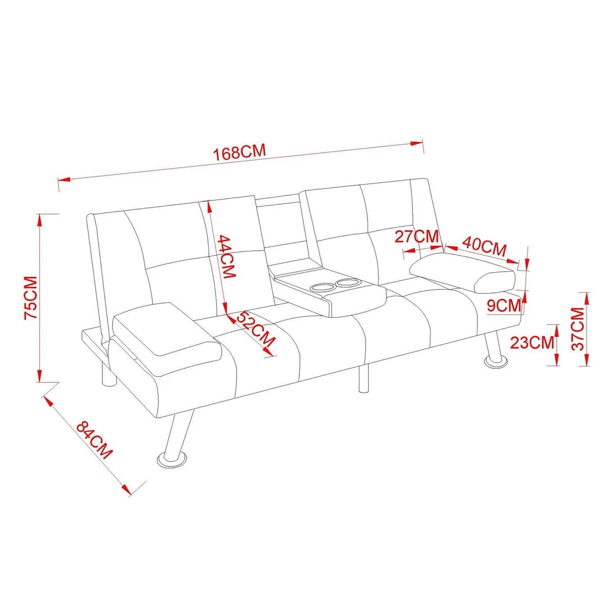 WestWood Faux Leather Manhattan Sofa Bed - Grey – image 8