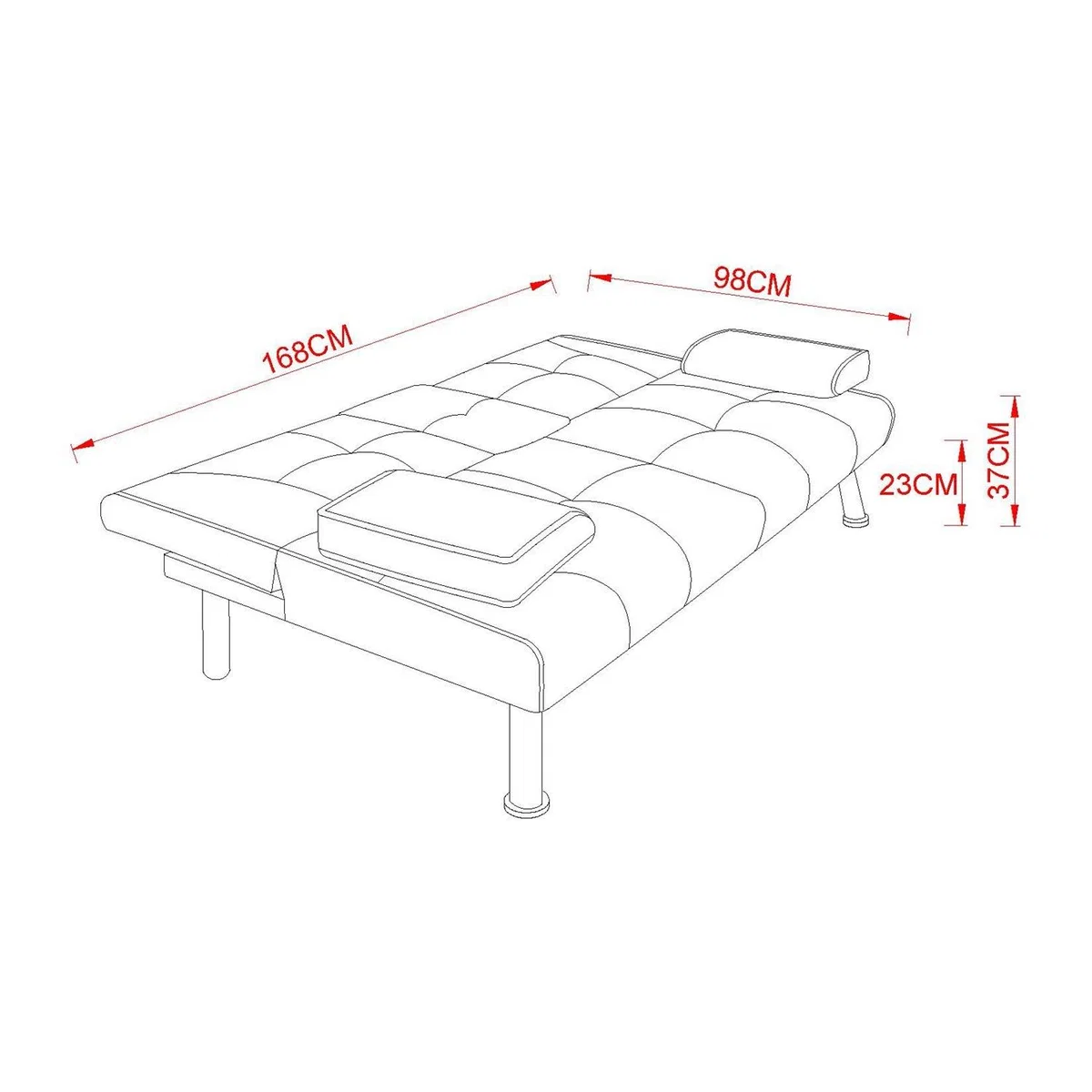 WestWood Faux Leather Manhattan Sofa Bed - Grey – image 9