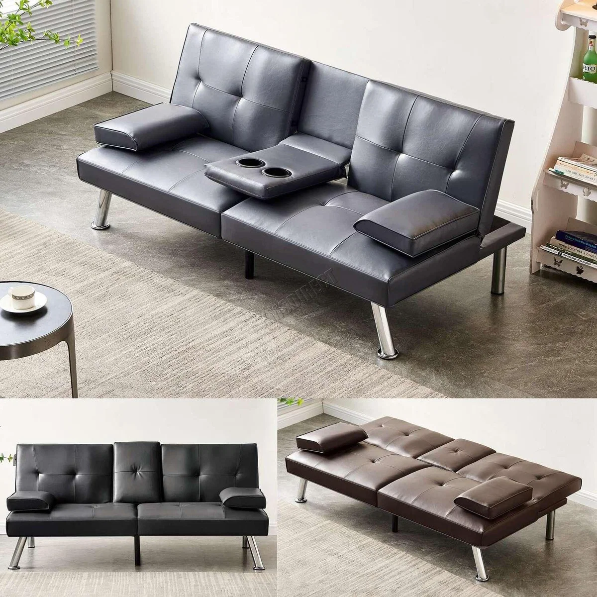 WestWood Faux Leather Manhattan Sofa Bed - Grey – image 10