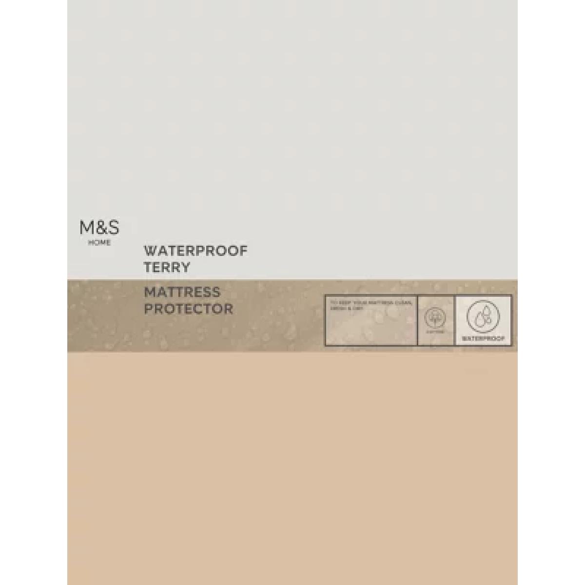 M&S Terry Waterproof Mattress Protector - 5FT - White, White – image 1