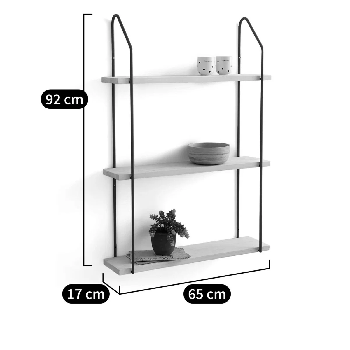 Vinto Triple Wall Shelf in Wood/Metal – image 3