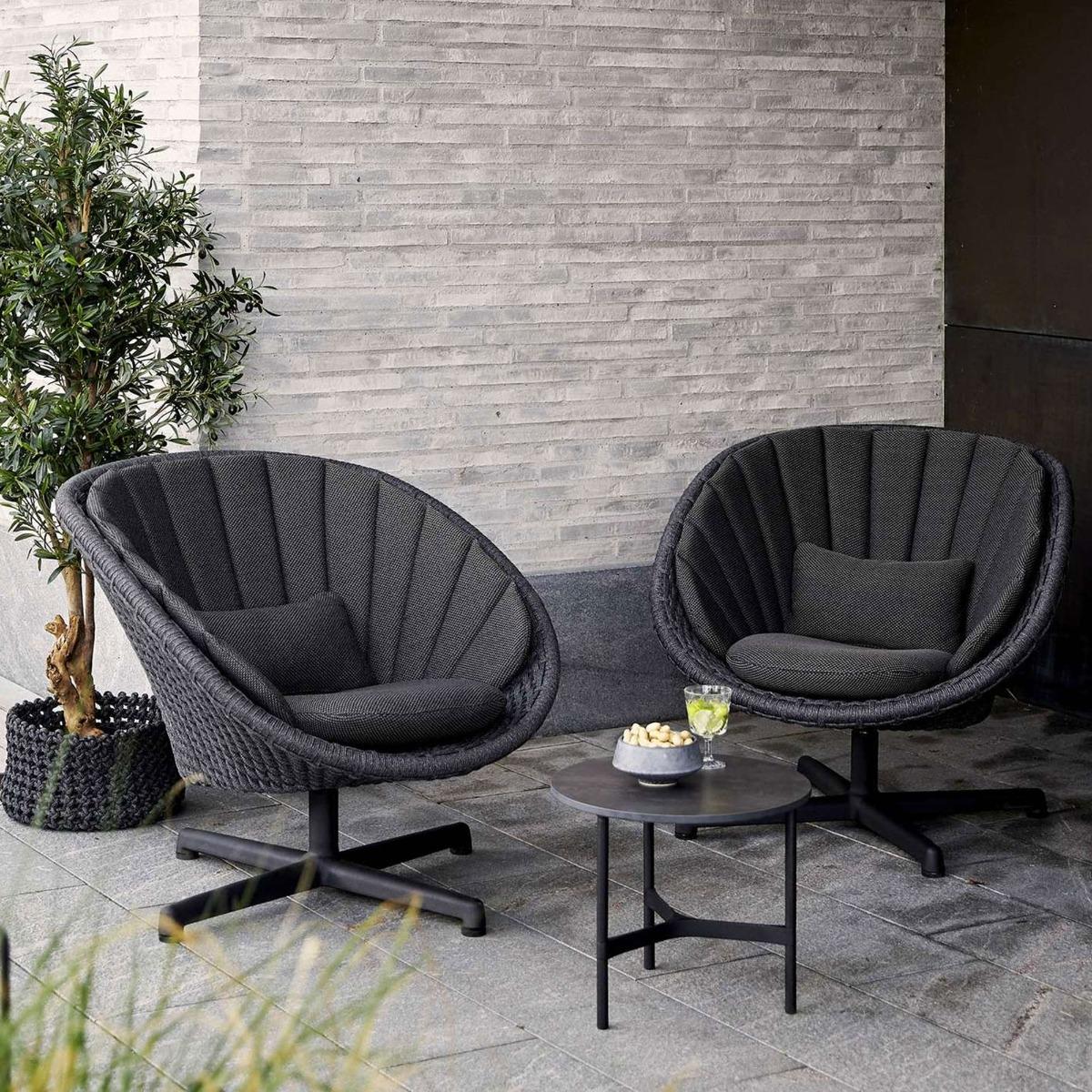 Cane-line Peacock Dark Grey Lounge Swivel Chair with Cushion Set | Barker & Stonehouse – image 2
