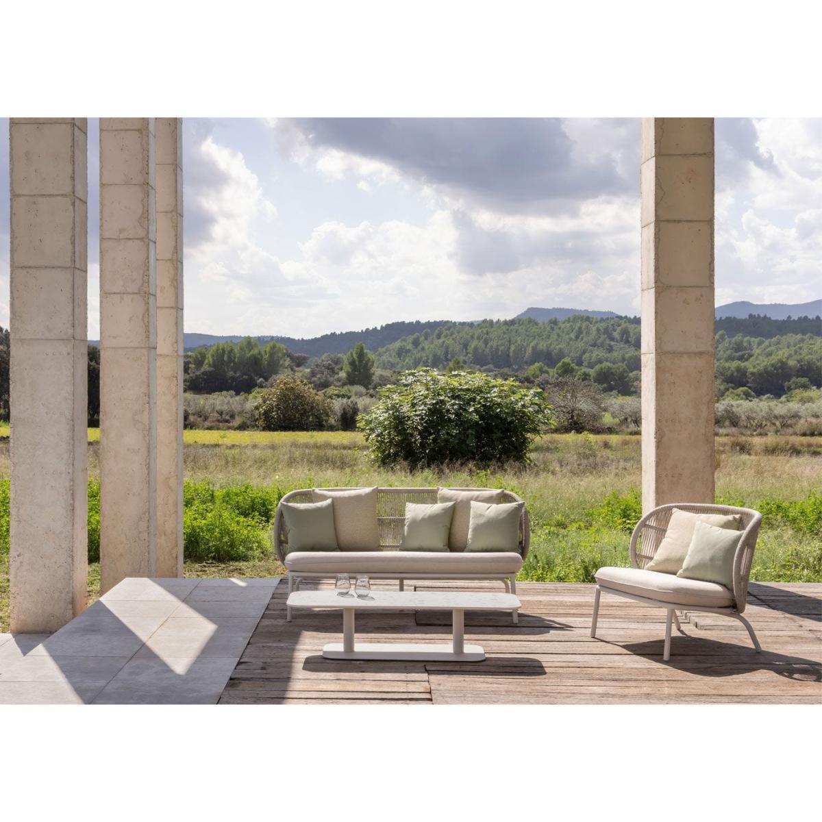 Vincent Sheppard Kodo Garden Lounge Chair Dune White Olive and Blush Cushions - Heal's UK Outdoor Furniture – image 4