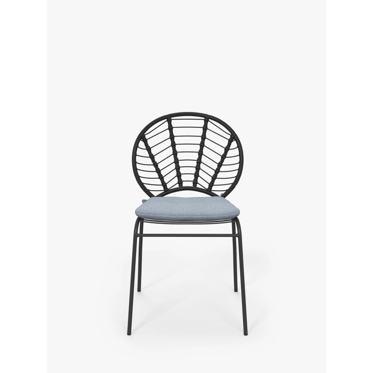 John Lewis & Partners Chevron Garden Dining Chair, Set of 2, Black/Grey – image 2
