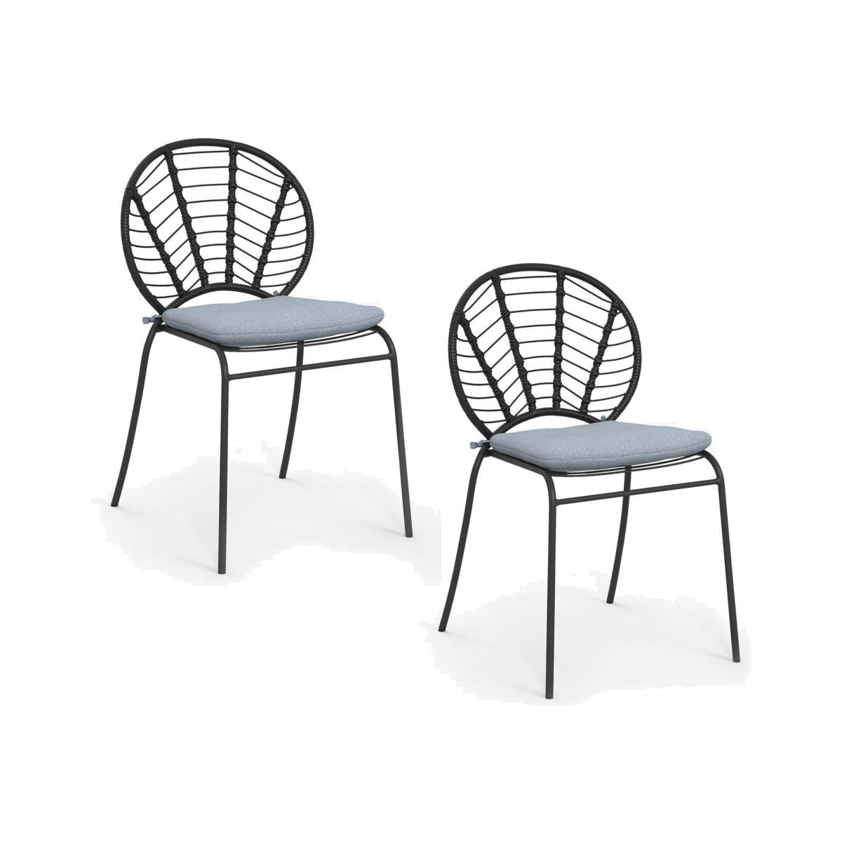 John Lewis & Partners Chevron Garden Dining Chair, Set of 2, Black/Grey – image 1