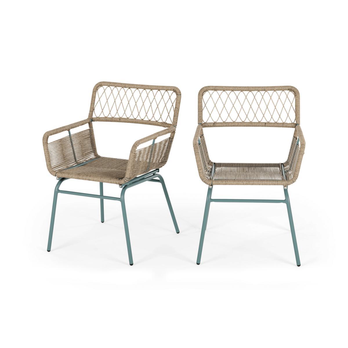 Lyra Garden Dining Chair Set, Grey & Blue – image 2