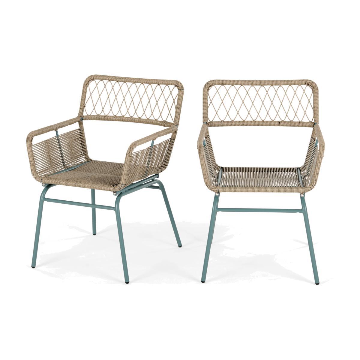 Lyra Garden Dining Chair Set, Grey & Blue – image 1