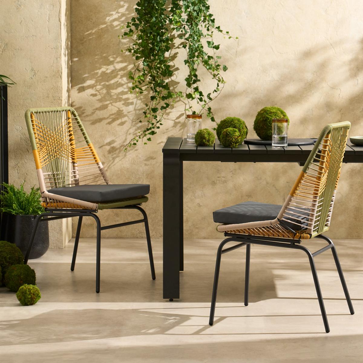 Copa Garden Set of 2 Dining Chairs, Sage Green & Orange – image 3