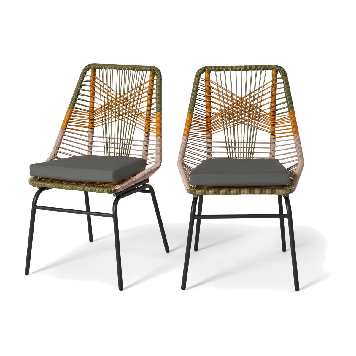 Copa Garden Set of 2 Dining Chairs, Sage Green & Orange – image 1