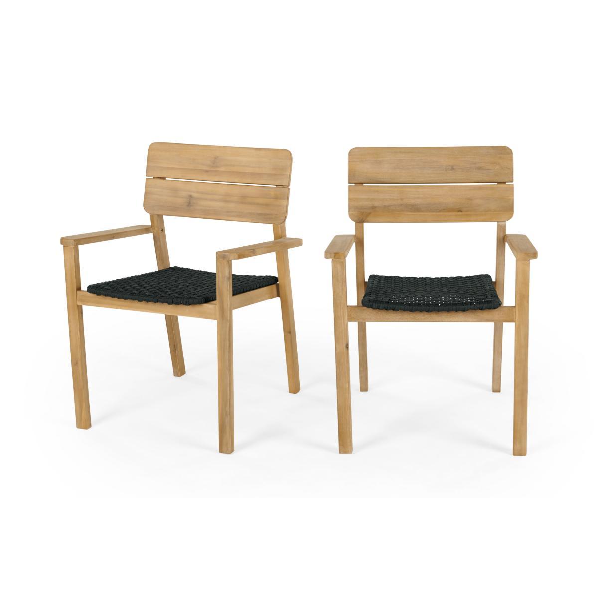 Jala Garden Set of 2 Dining Carver Chair, Acacia wood and Spun polyester – image 2