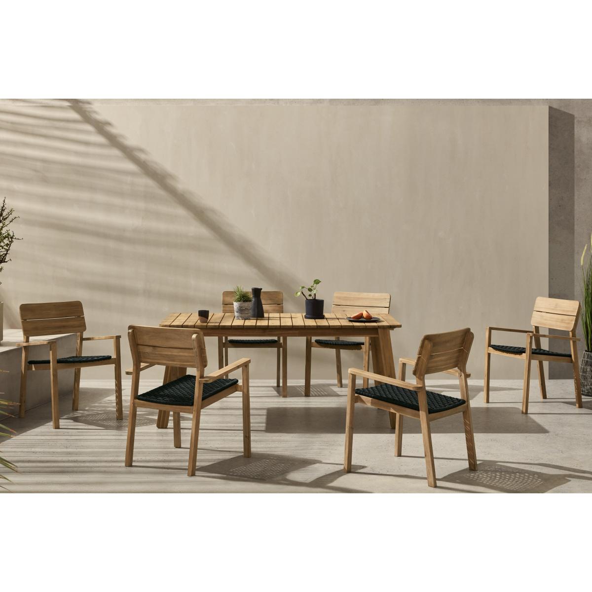 Jala Garden Set of 2 Dining Carver Chair, Acacia wood and Spun polyester – image 3