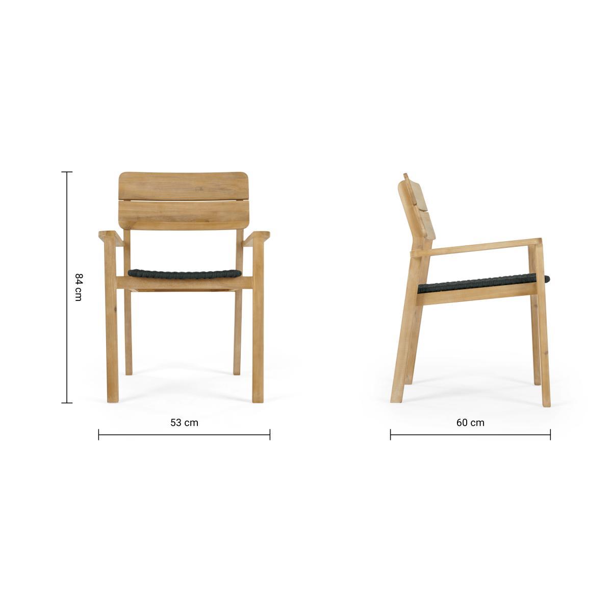 Jala Garden Set of 2 Dining Carver Chair, Acacia wood and Spun polyester – image 9