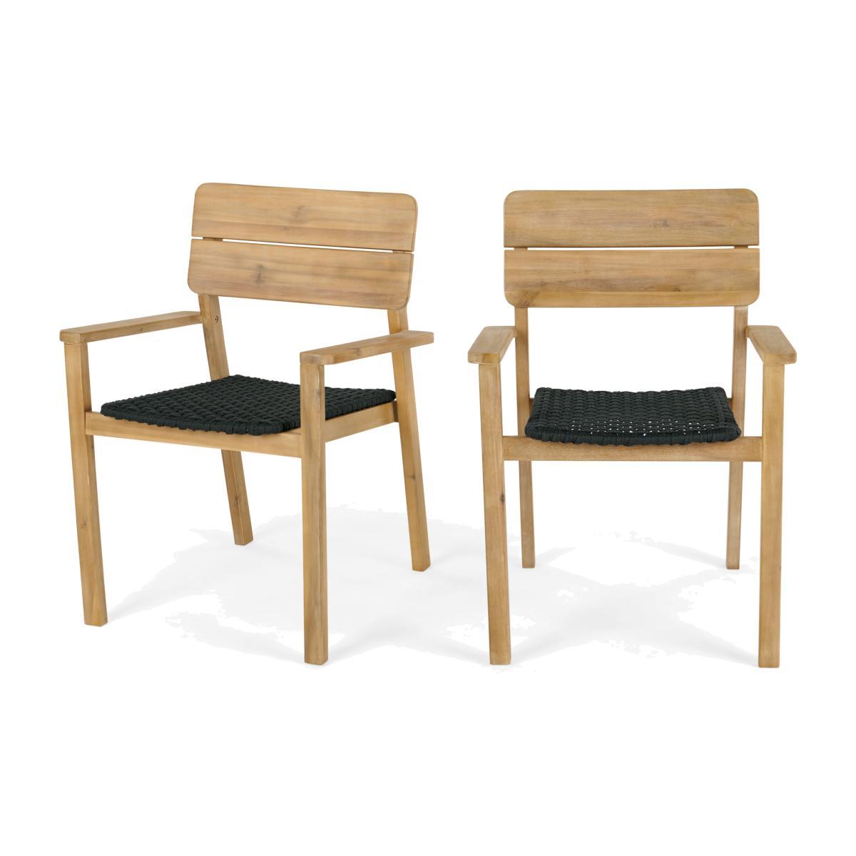 Jala Garden Set of 2 Dining Carver Chair, Acacia wood and Spun polyester – image 1