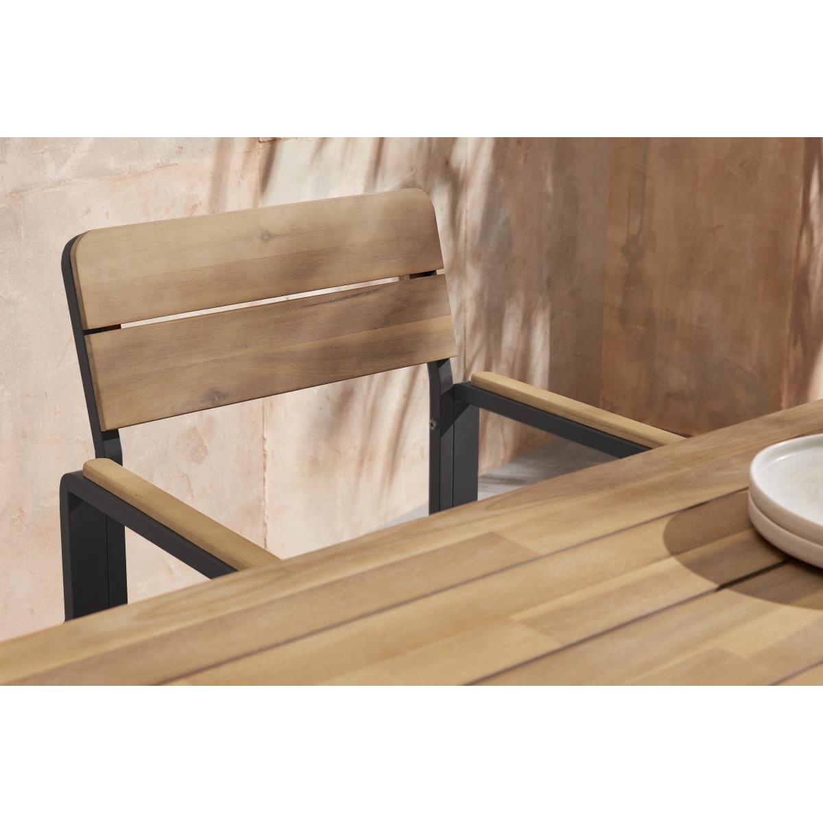 Topa Set of 2 Garden Dining Chairs, Acacia Wood & Grey – image 4