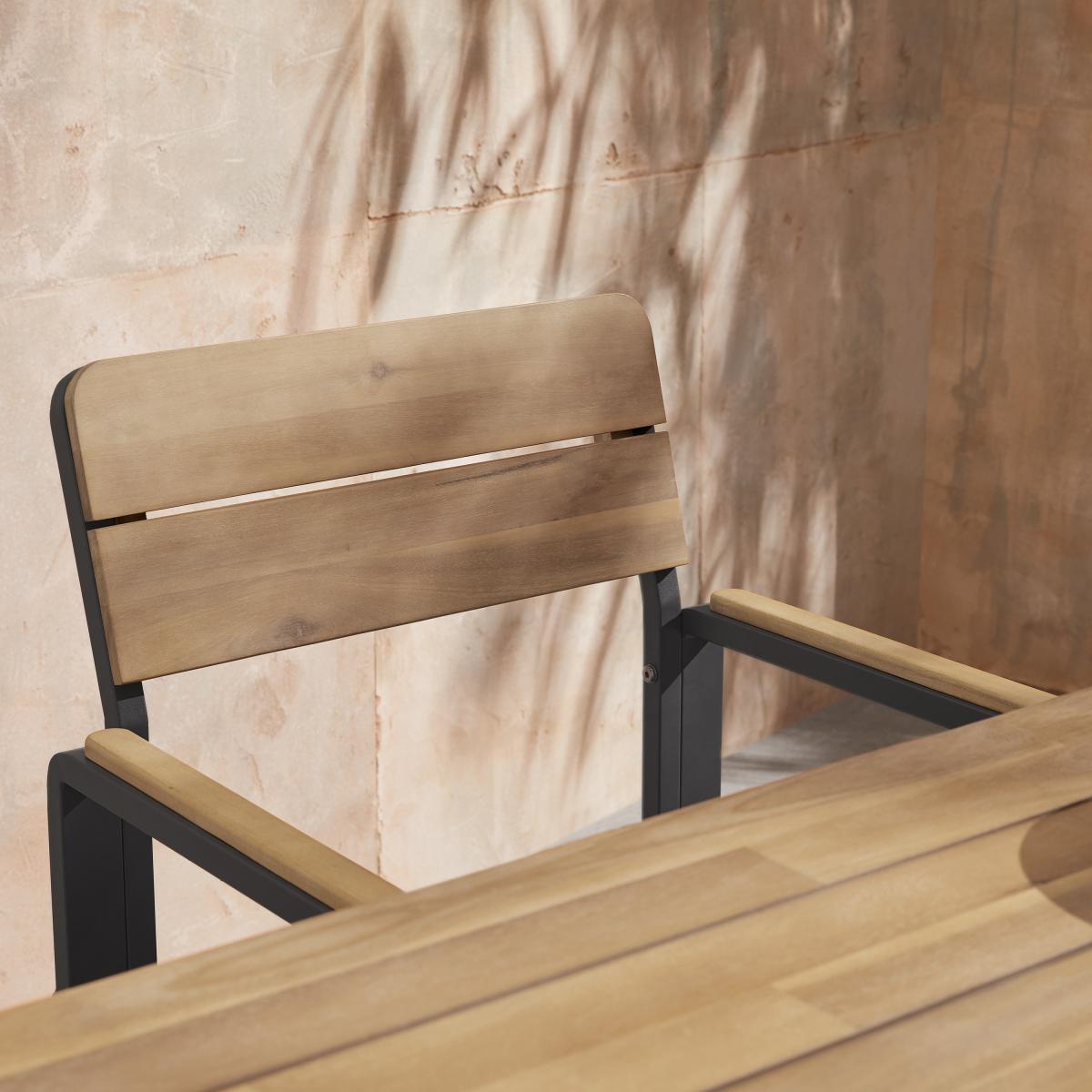 Topa Set of 2 Garden Dining Chairs, Acacia Wood & Grey – image 10