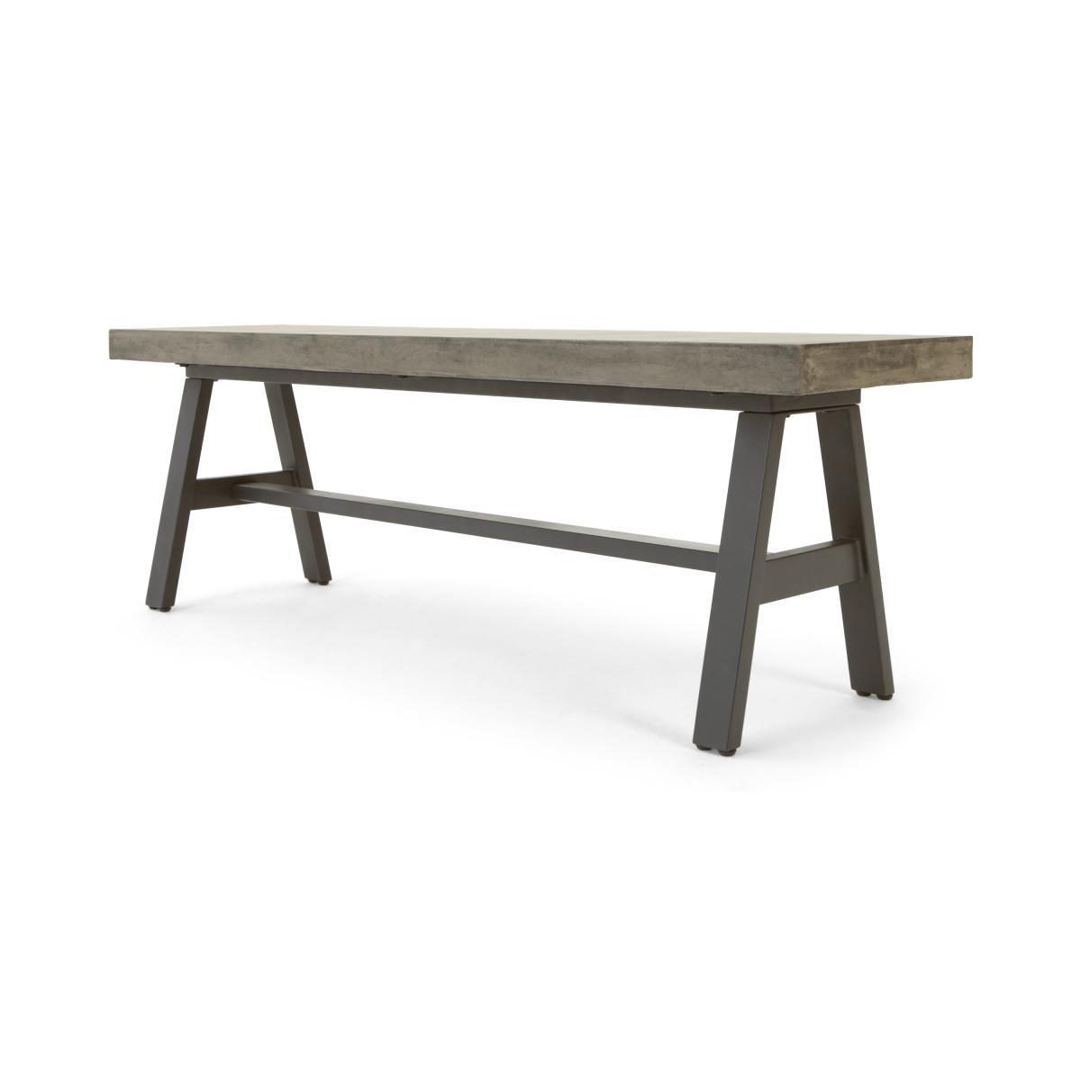 Edson Garden Dining Bench, Grey and Black – image 2