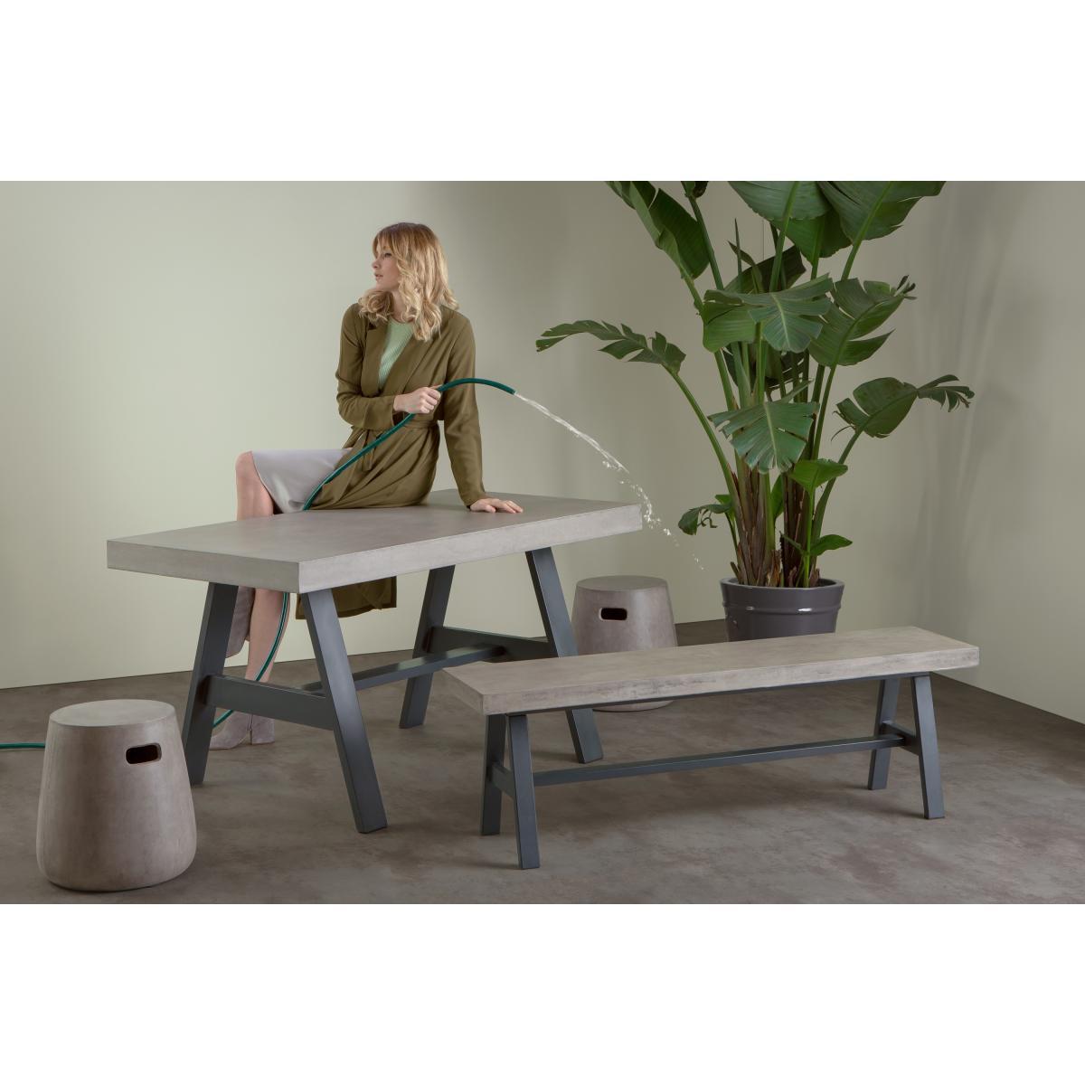 Edson Garden Dining Bench, Grey and Black – image 3