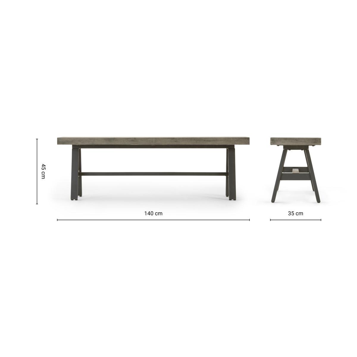 Edson Garden Dining Bench, Grey and Black – image 8