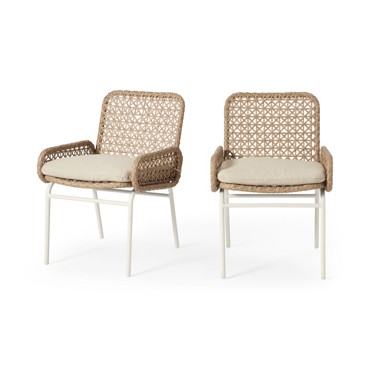Rhonda Garden Set of 2 Dining Chairs, Natural Polyweave & White – image 2
