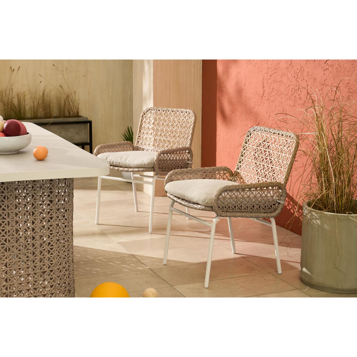 Rhonda Garden Set of 2 Dining Chairs, Natural Polyweave & White – image 3