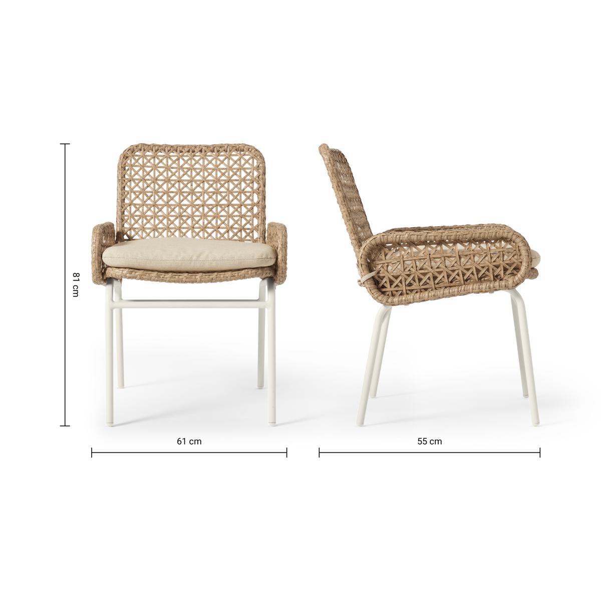 Rhonda Garden Set of 2 Dining Chairs, Natural Polyweave & White – image 8