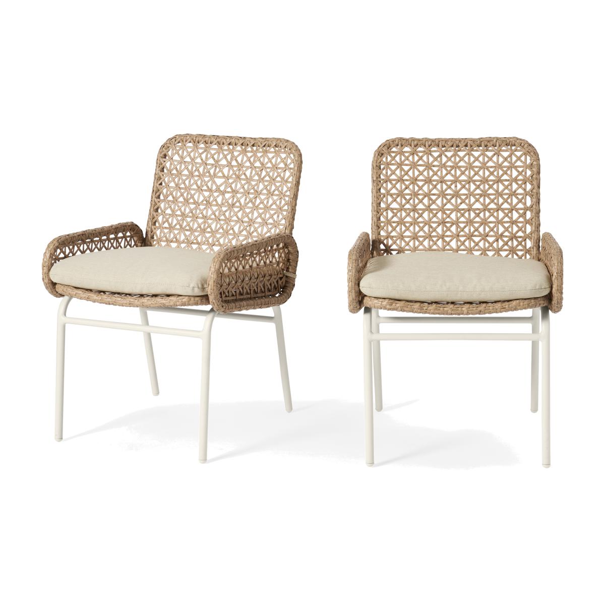 Rhonda Garden Set of 2 Dining Chairs, Natural Polyweave & White – image 1