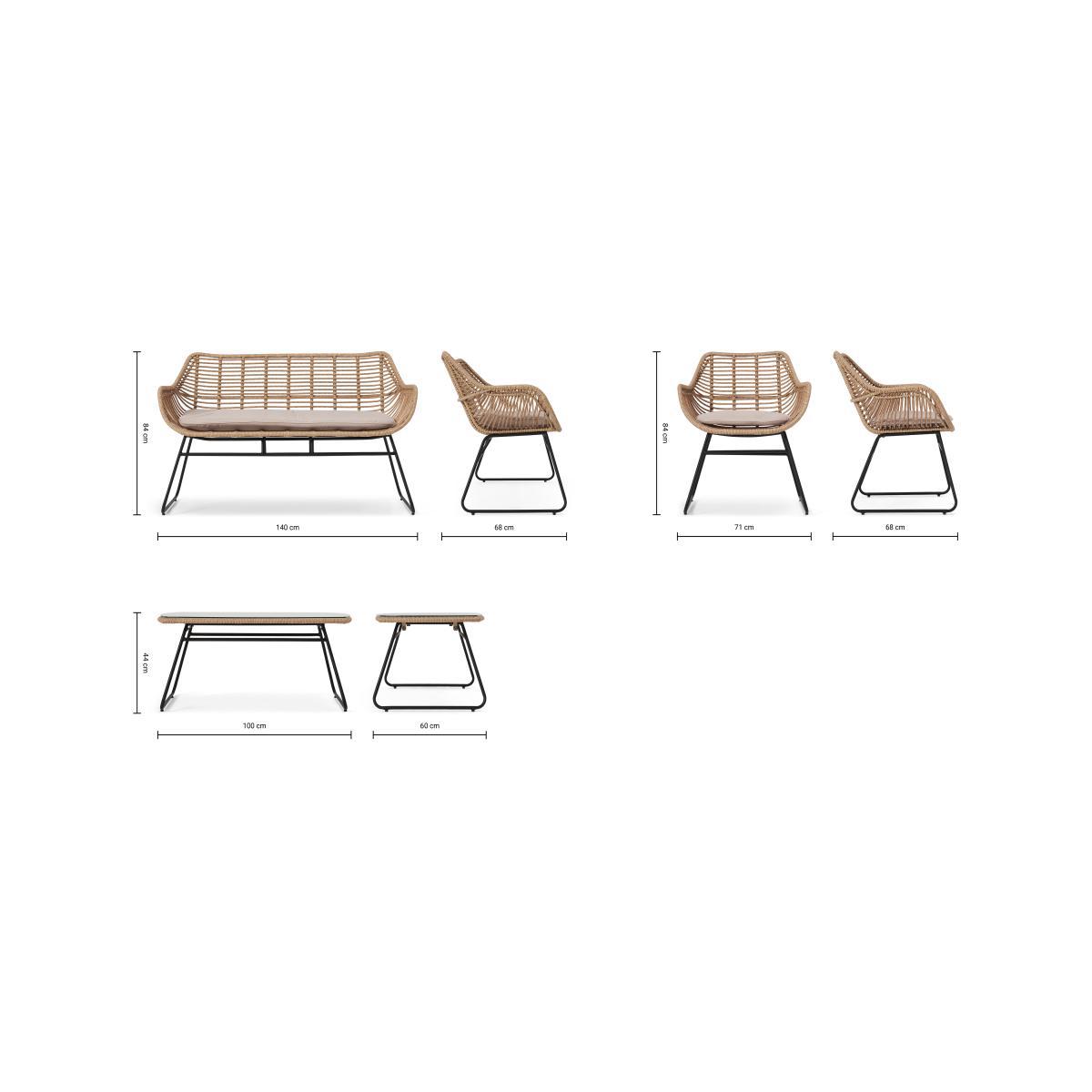 Tamika Garden Lounge Set, Natural & Cream – image 11