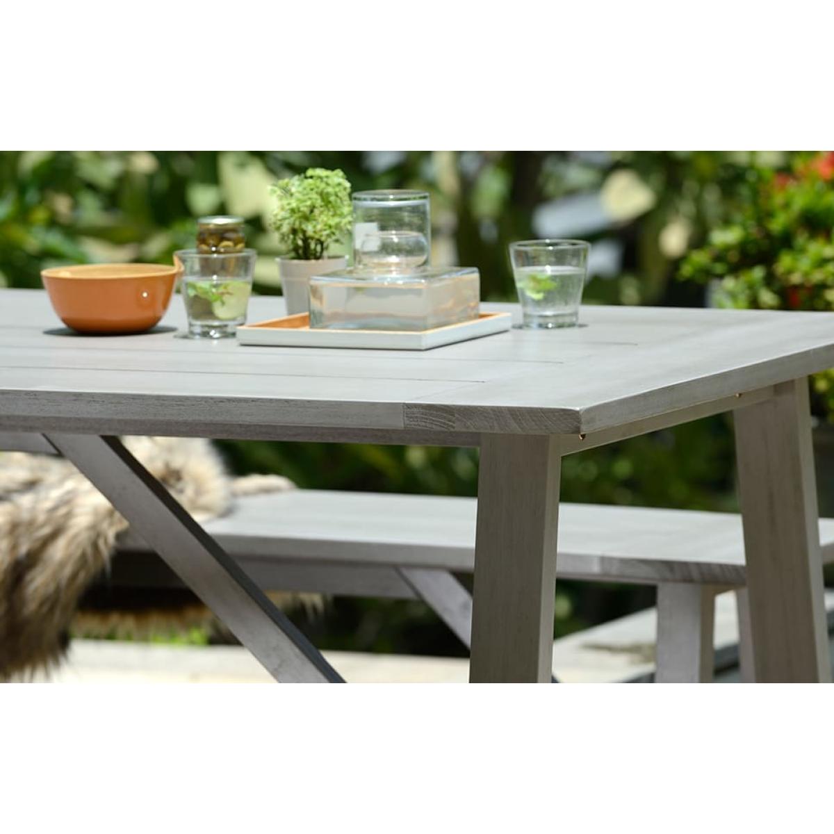 Malibu - Greywash Wooden Table & Bench Set – image 3