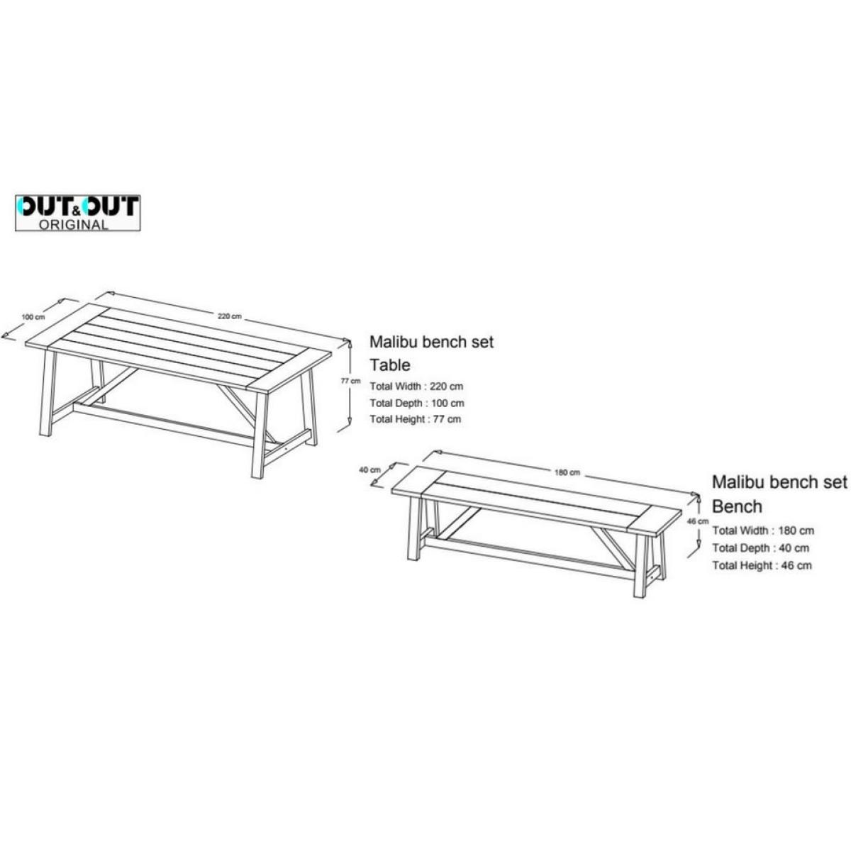 Malibu - Greywash Wooden Table & Bench Set – image 5