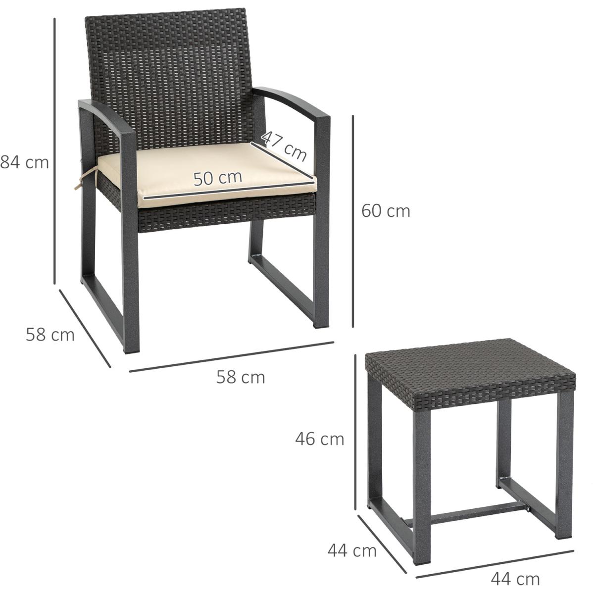 Outdoor PP Rattan Style Garden Bistro Set - Brown – image 2
