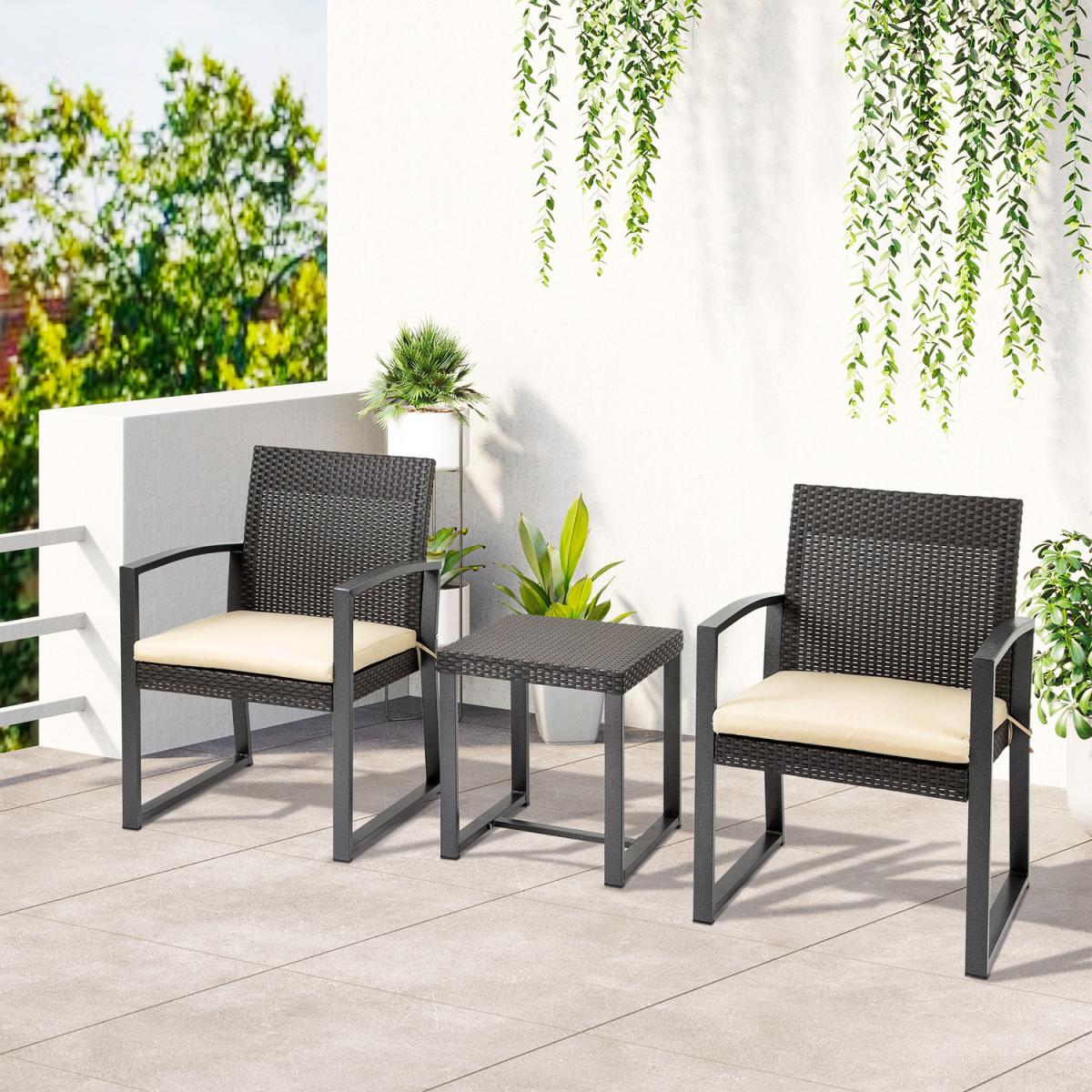 Outdoor PP Rattan Style Garden Bistro Set - Brown – image 1