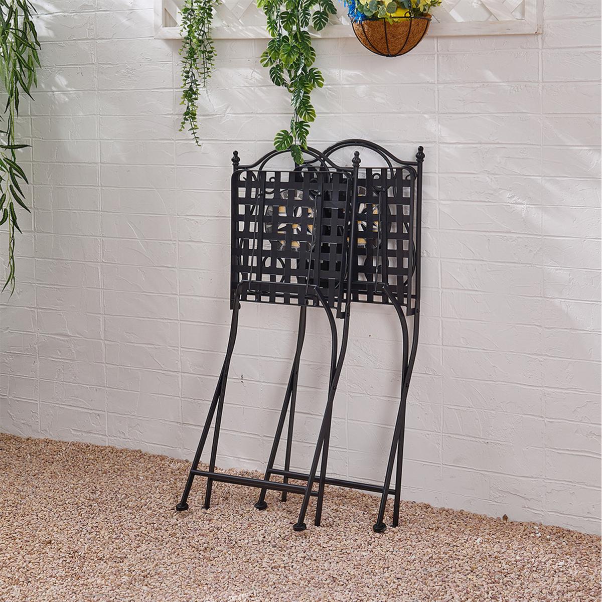 Central Star Pattern Foldable Ceramic Backrest Chair - Black – image 2