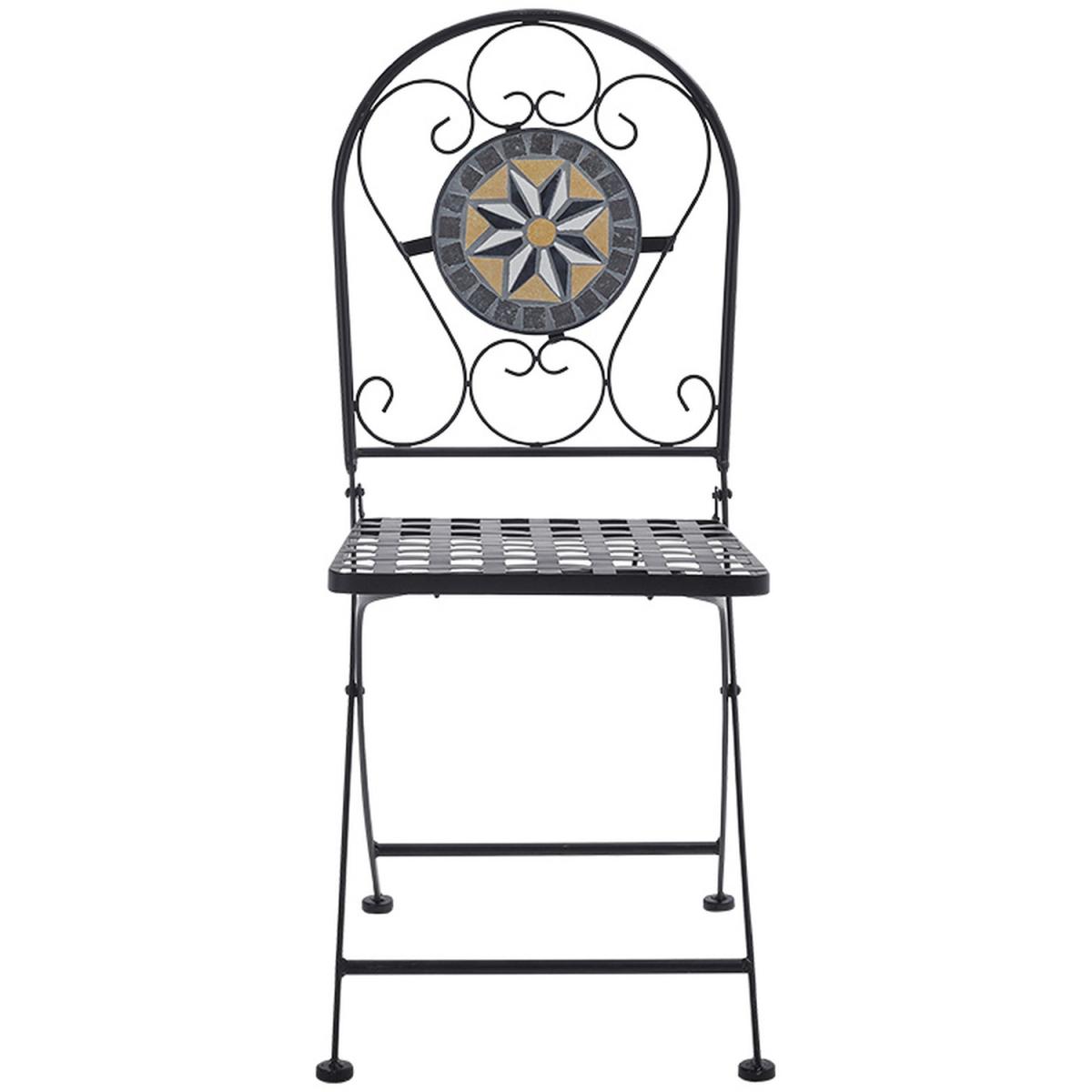 Central Star Pattern Foldable Ceramic Backrest Chair - Black – image 3