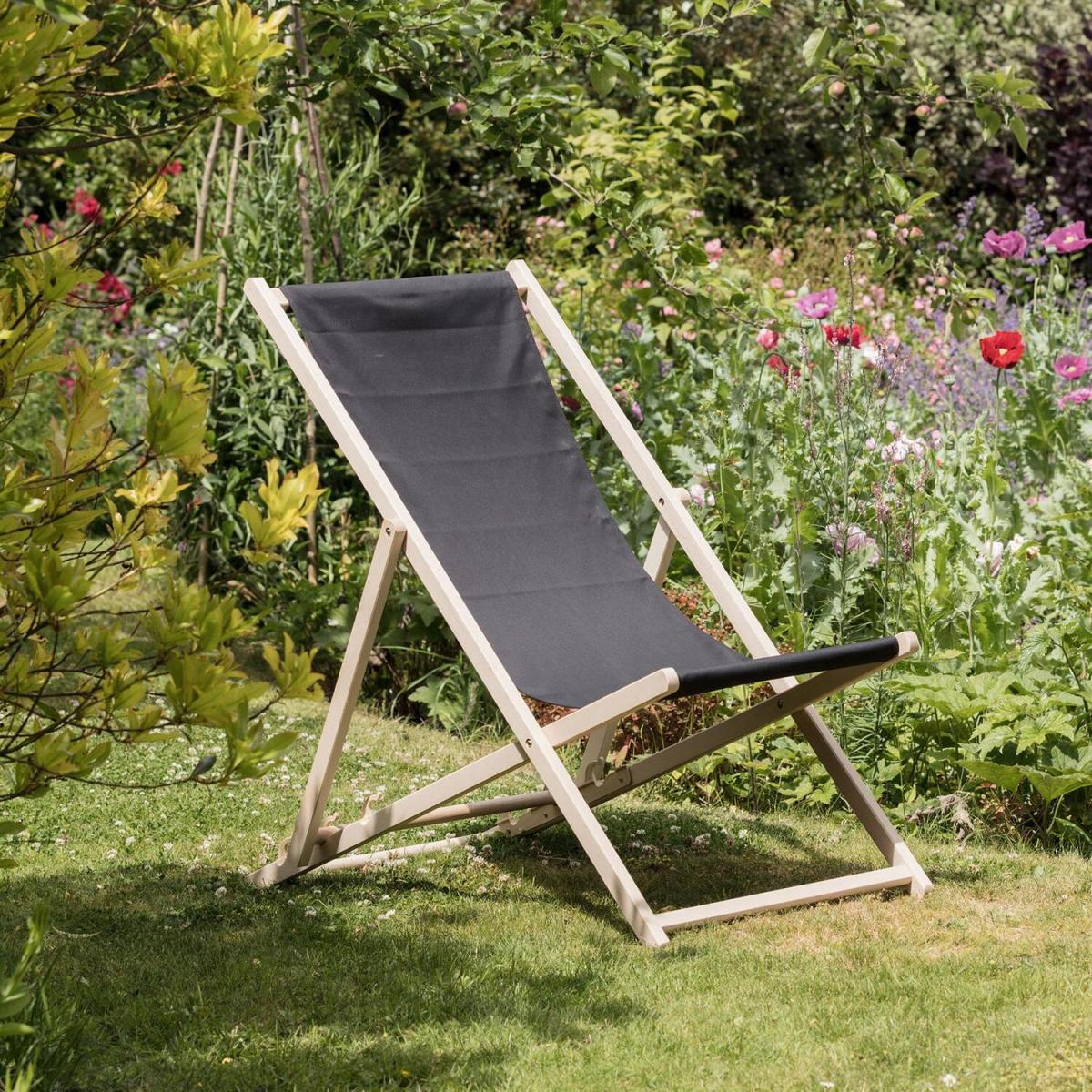 Wooden Folding Garden Sun Lounger Deck Chair x2 - Black – image 5