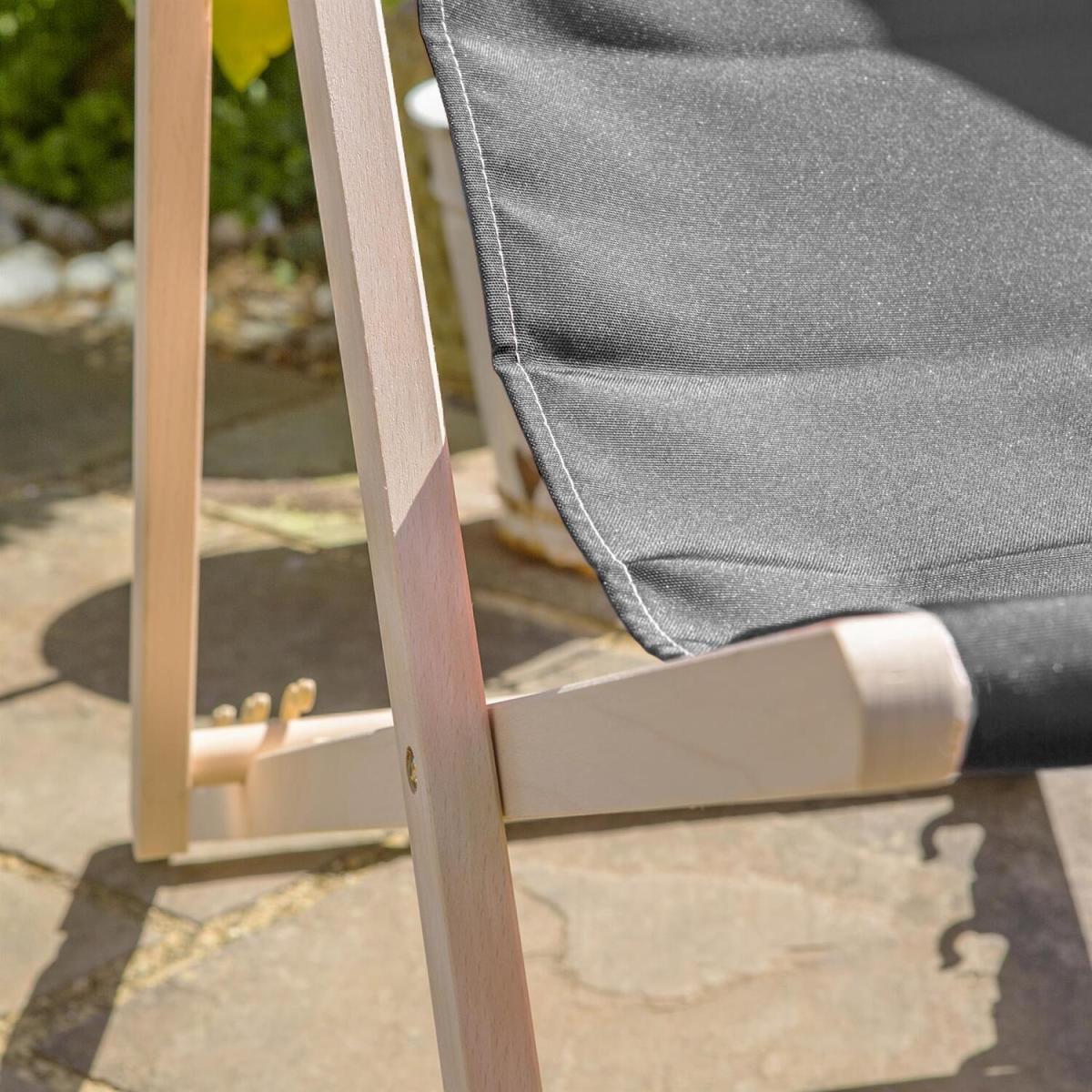 Wooden Folding Garden Sun Lounger Deck Chair x2 - Black – image 7
