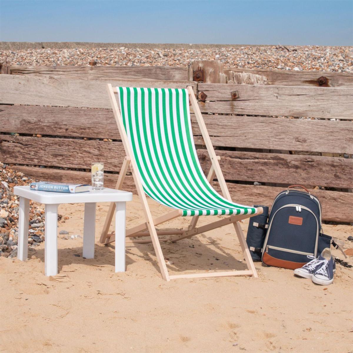 Wooden Folding Garden Sun Lounger Deck Chair x2 - Green – image 5