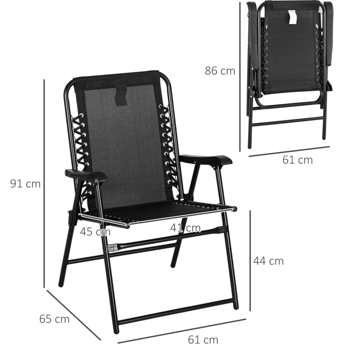 2 Pieces Patio Folding Chair Set, Outdoor Portable Loungers - Black – image 2