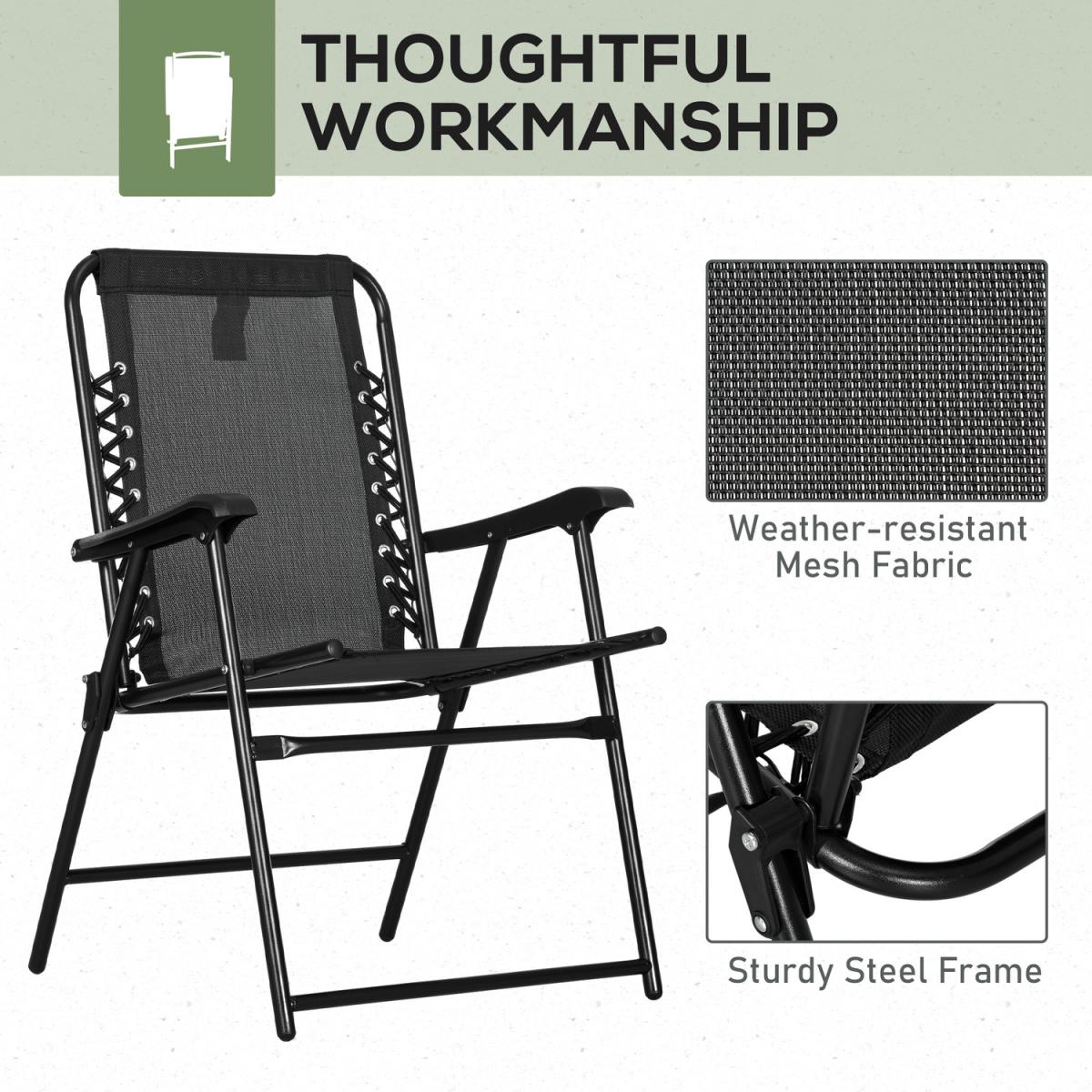 2 Pieces Patio Folding Chair Set, Outdoor Portable Loungers - Black – image 5