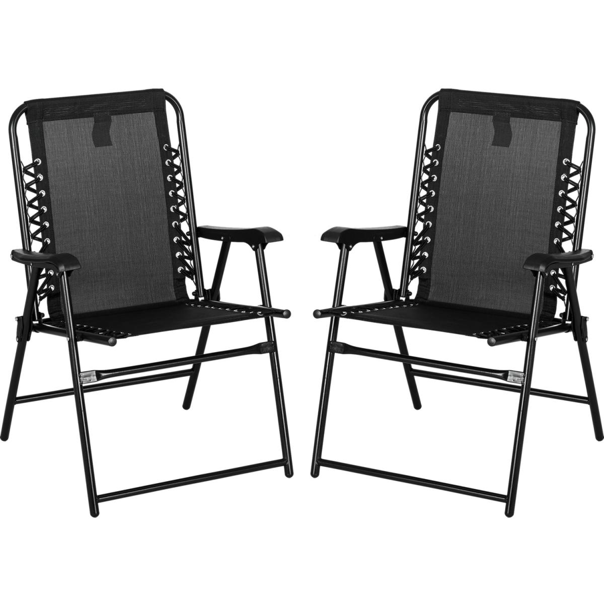 2 Pieces Patio Folding Chair Set, Outdoor Portable Loungers - Black – image 8