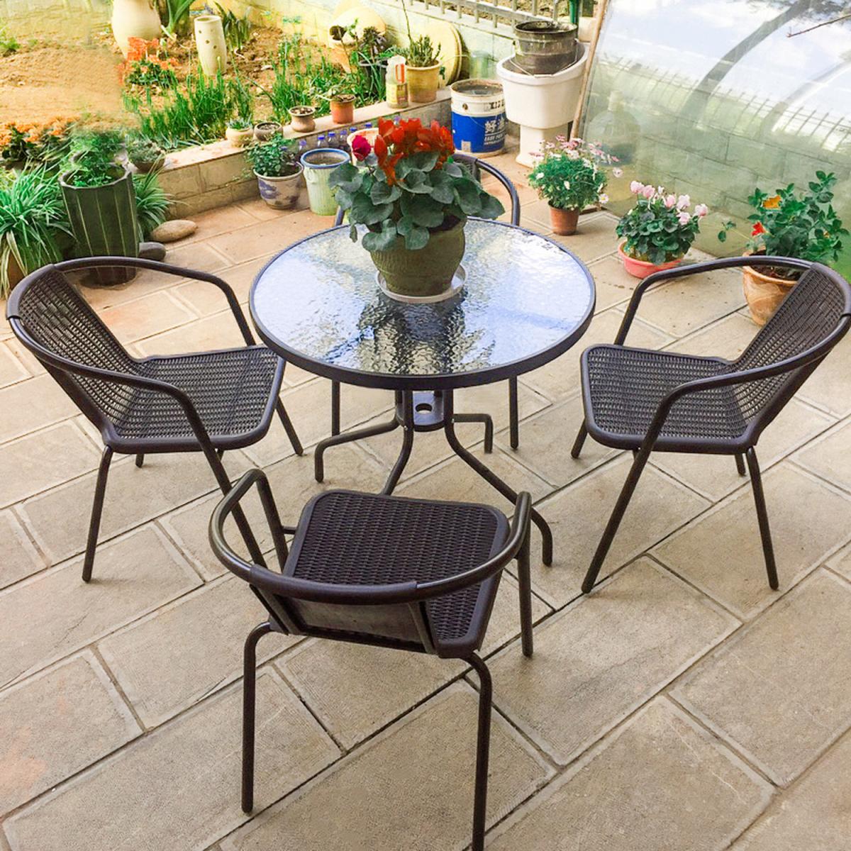 Stacking Garden Chair (Set of 6) - Brown – image 4