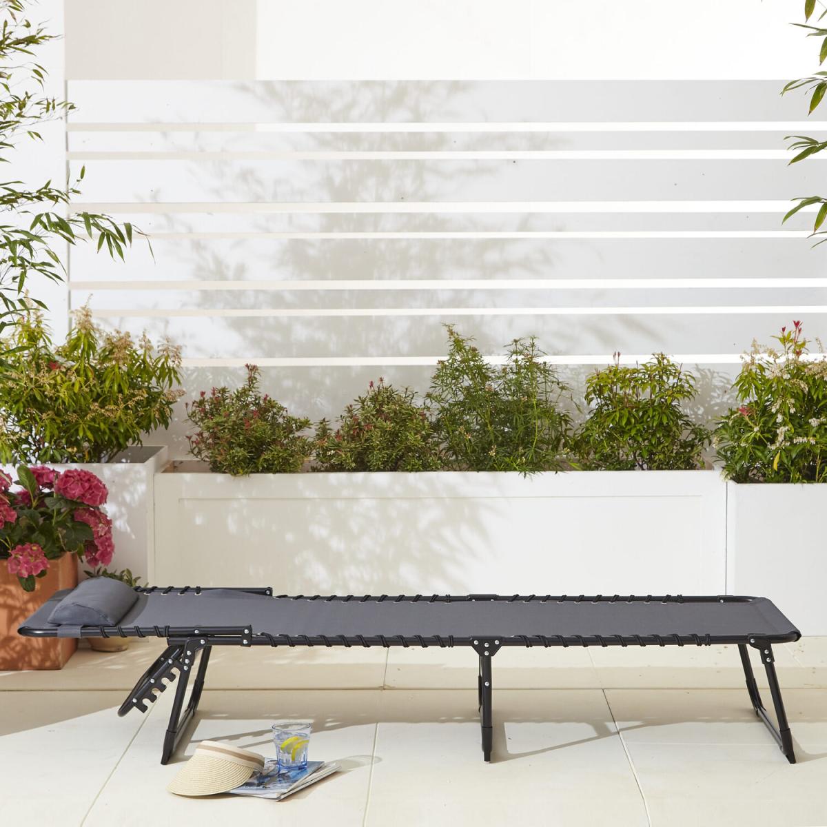 Neo Pair of Lightweight Sun Loungers Sunbed - Grey – image 2