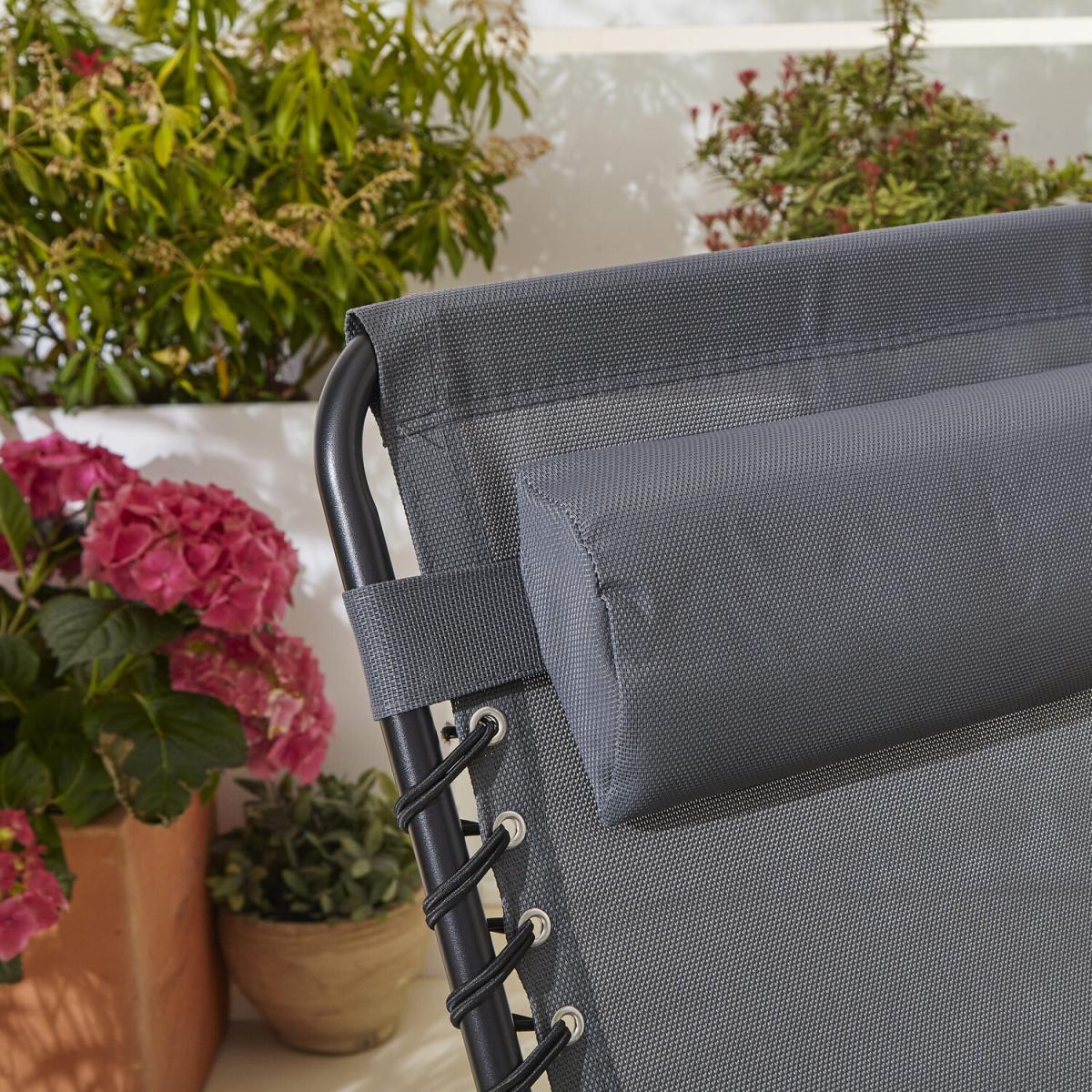 Neo Pair of Lightweight Sun Loungers Sunbed - Grey – image 6