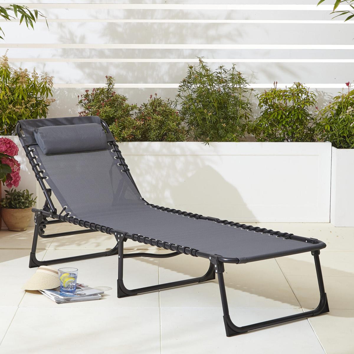 Neo Pair of Lightweight Sun Loungers Sunbed - Grey – image 7