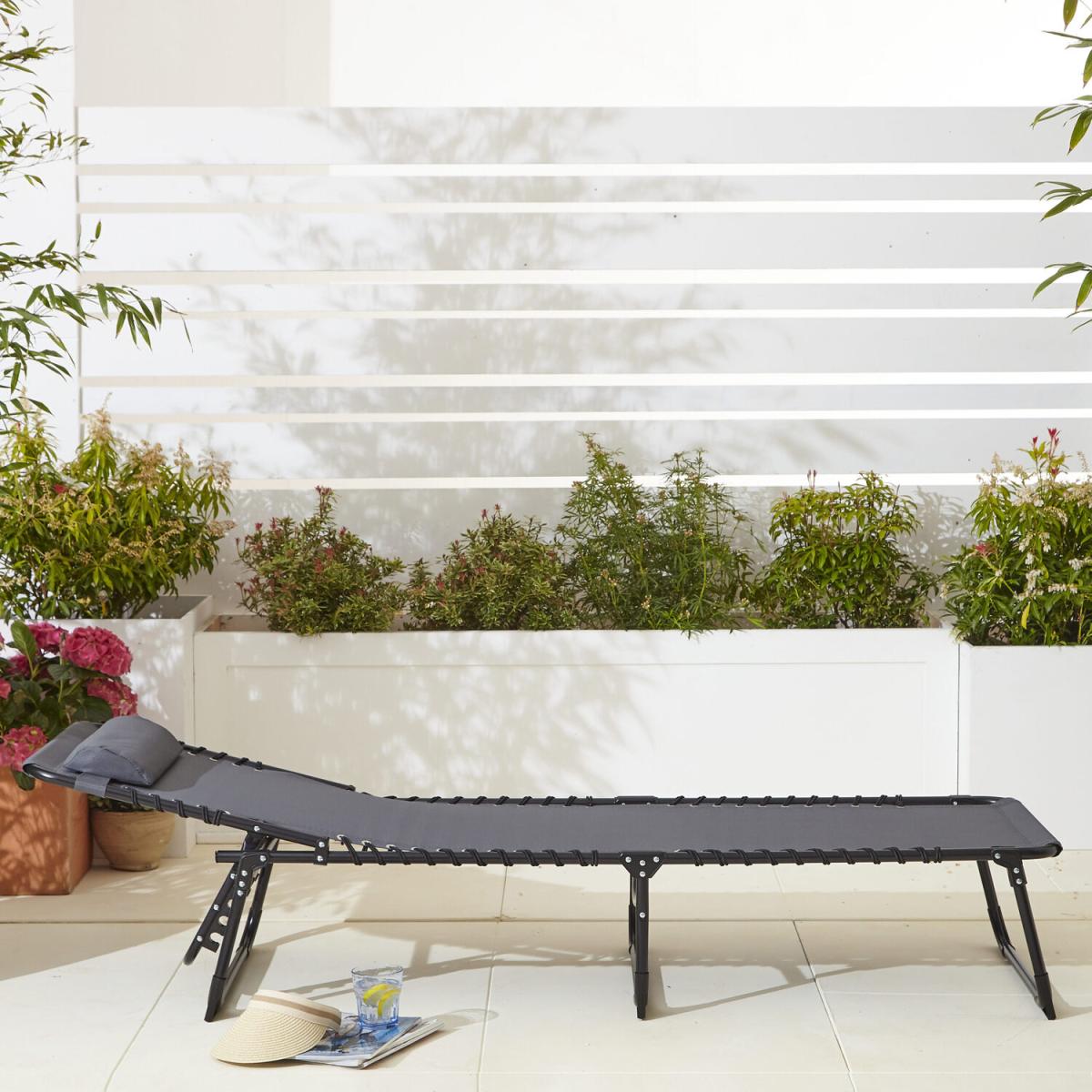 Neo Pair of Lightweight Sun Loungers Sunbed - Grey – image 8